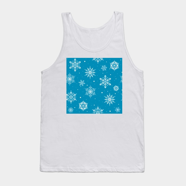 Christmas Folk Snowflakes2 Ice Blue Tank Top by SSSowers